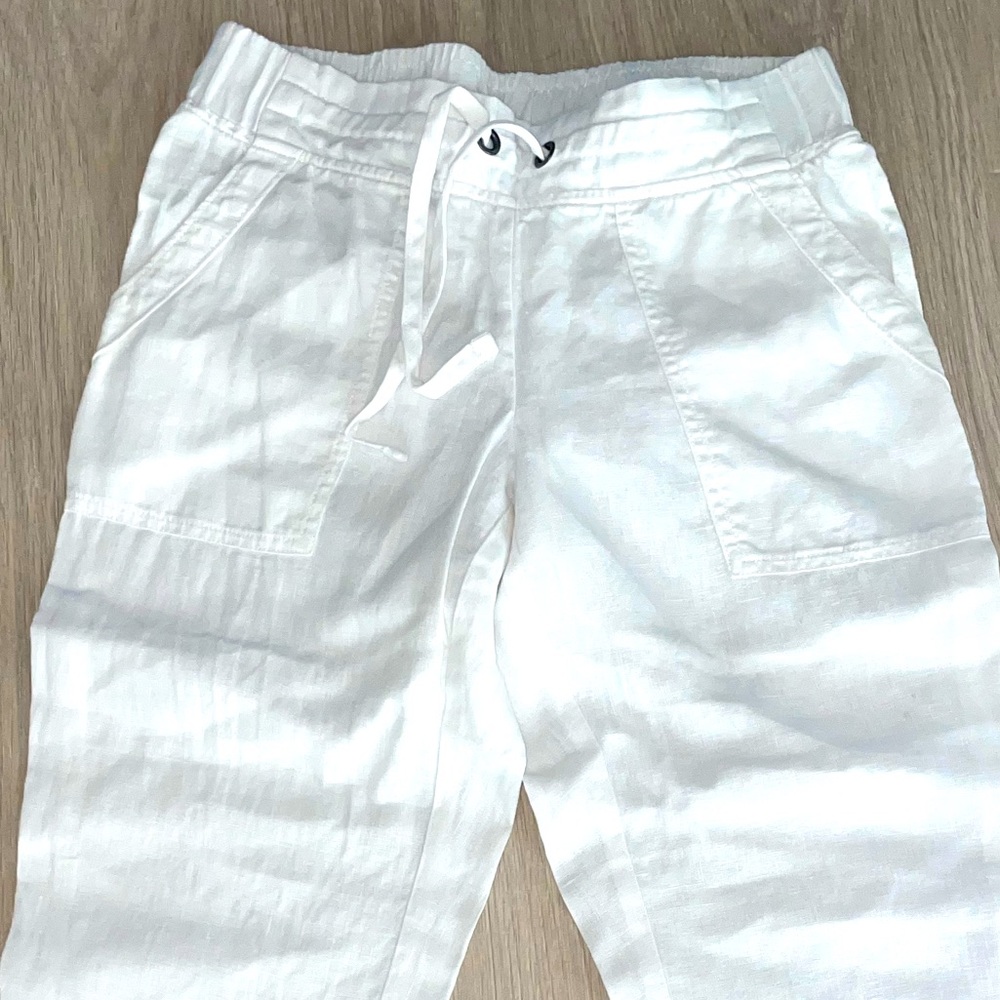 New without Tags Never Worn Athleta White Linen Pants Womens Ankle Tapered Leg
